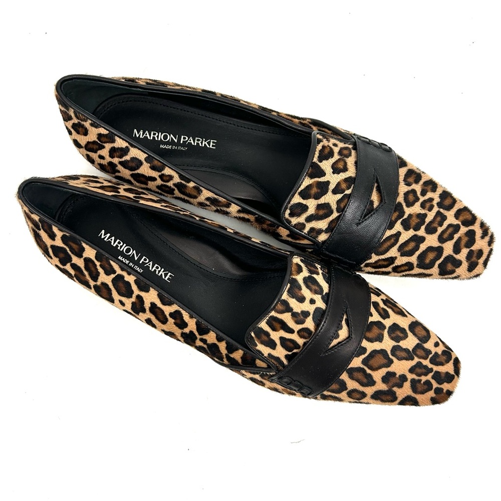 NEW Marion Parke Sz 39 EU Chase Loafer $595 Calf Hair Animal Print